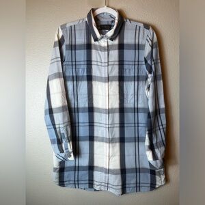 Barbour Summer Tartan ERVINE Blue Plaid Roll Tab Button Down Size US 8